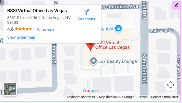 Map to Virtual Offices of Las Vegas